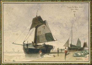 Két horgászcsónak, 1856 (toll, tinta és WC papíron)